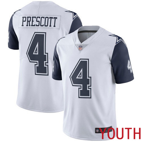 Youth Dallas Cowboys Limited White Dak Prescott #4 Rush Vapor Untouchable NFL Jersey->dallas cowboys->NFL Jersey